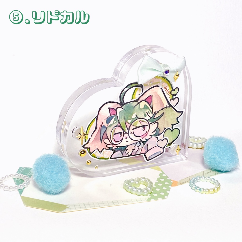 【ミニ原画】ポップハート💖ハート形アクリルフレーム入りイラスト