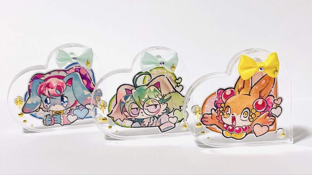 【ミニ原画】ポップハート💖ハート形アクリルフレーム入りイラスト