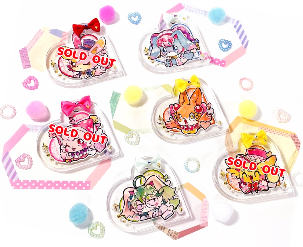 【ミニ原画】ポップハート💖ハート形アクリルフレーム入りイラスト