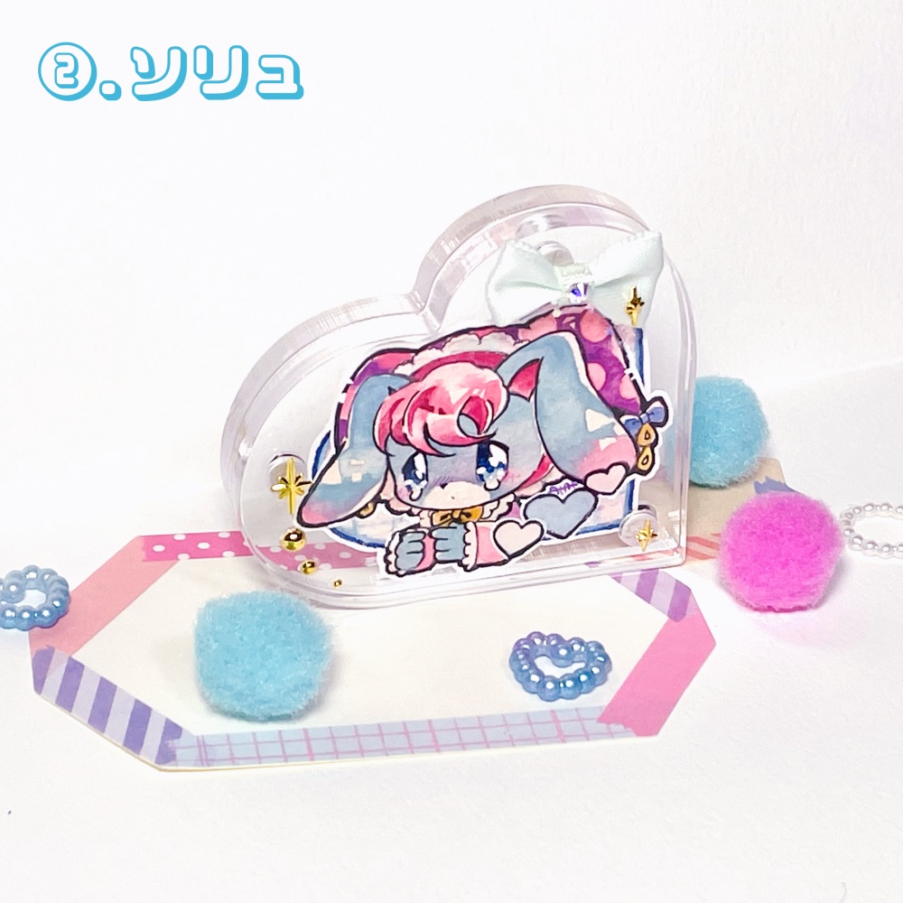 【ミニ原画】ポップハート💖ハート形アクリルフレーム入りイラスト