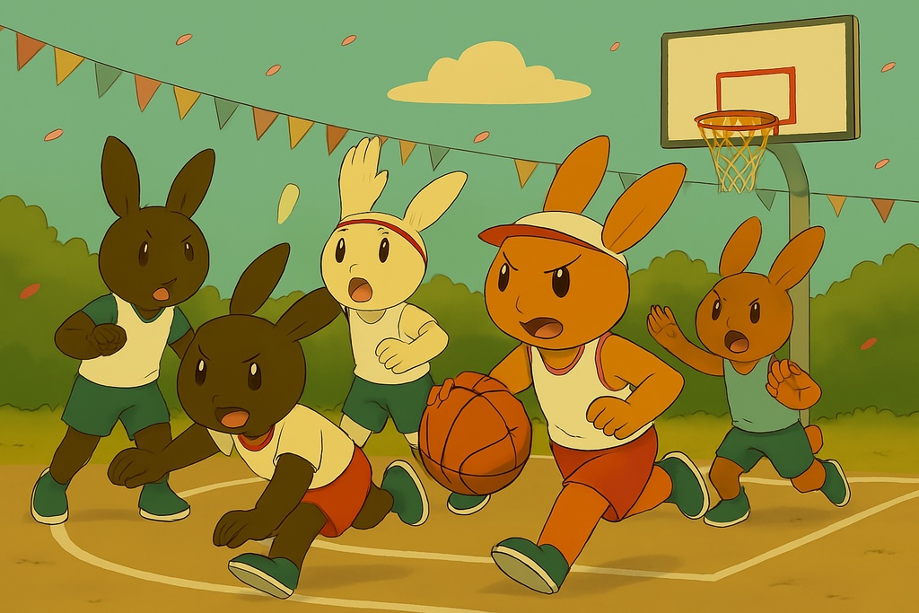 子ウサギたちのバスケットボール