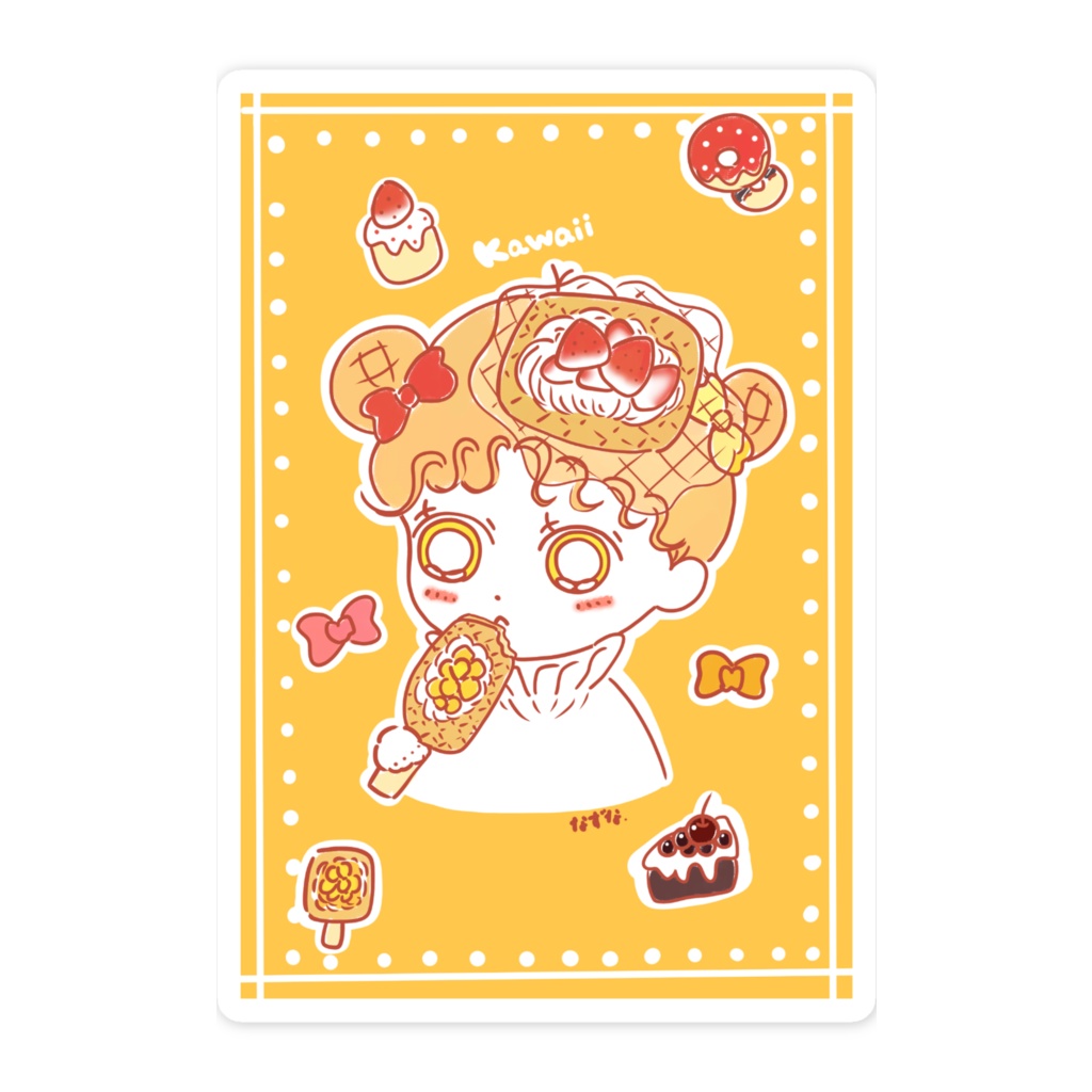 ステッカー(ワッフルいちご乗せ)