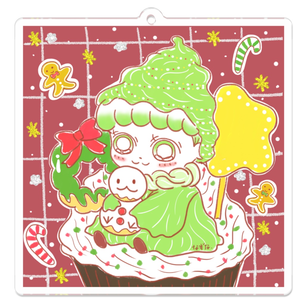 アクリルキーホルダー(クリスマスカップケーキ🎄)