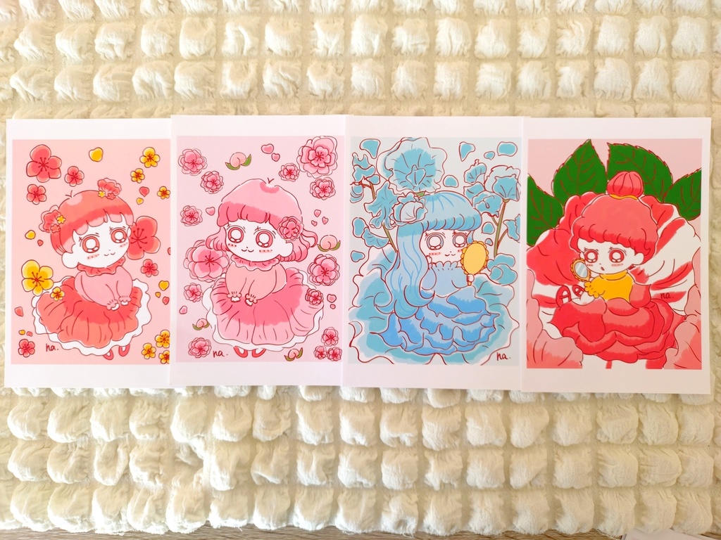 春の花の女の子たちポストカードセット🌷(7枚入り)