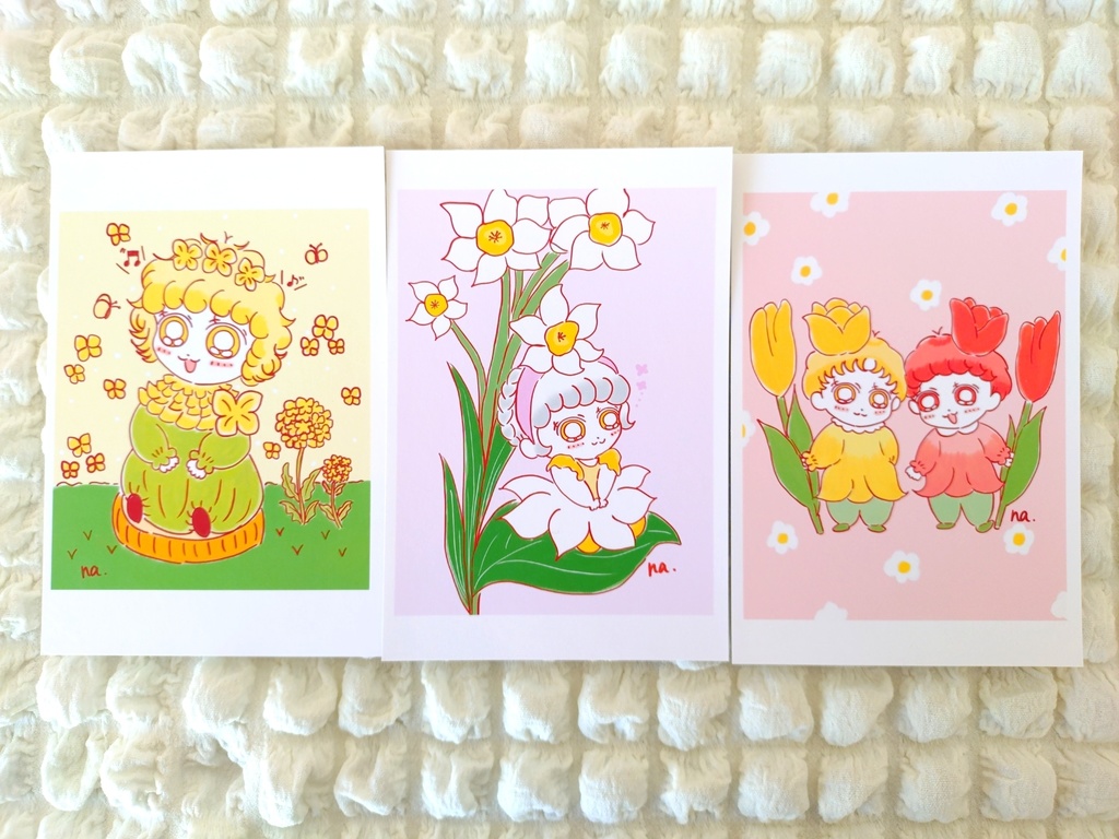 春の花の女の子たちポストカードセット🌷(7枚入り)