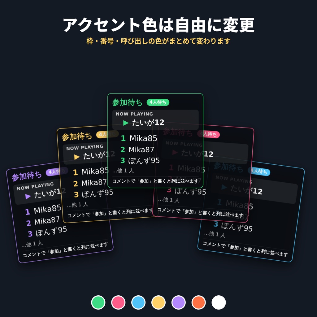参加型マネージャー|参加型配信の順番待ちをコメントから自動管理(OBS用・わんコメ/Twitch/YouTube対応)