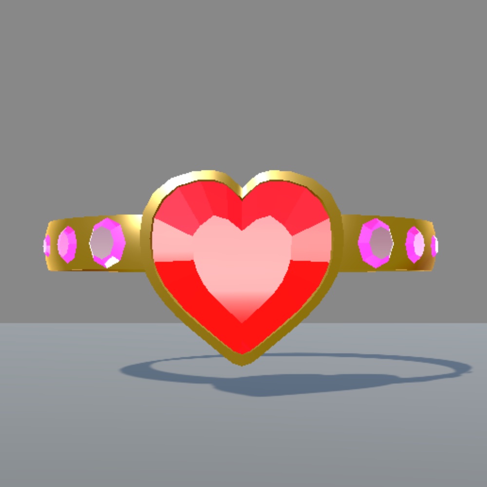 【3Dモデル】ハートの指輪 ローポリ