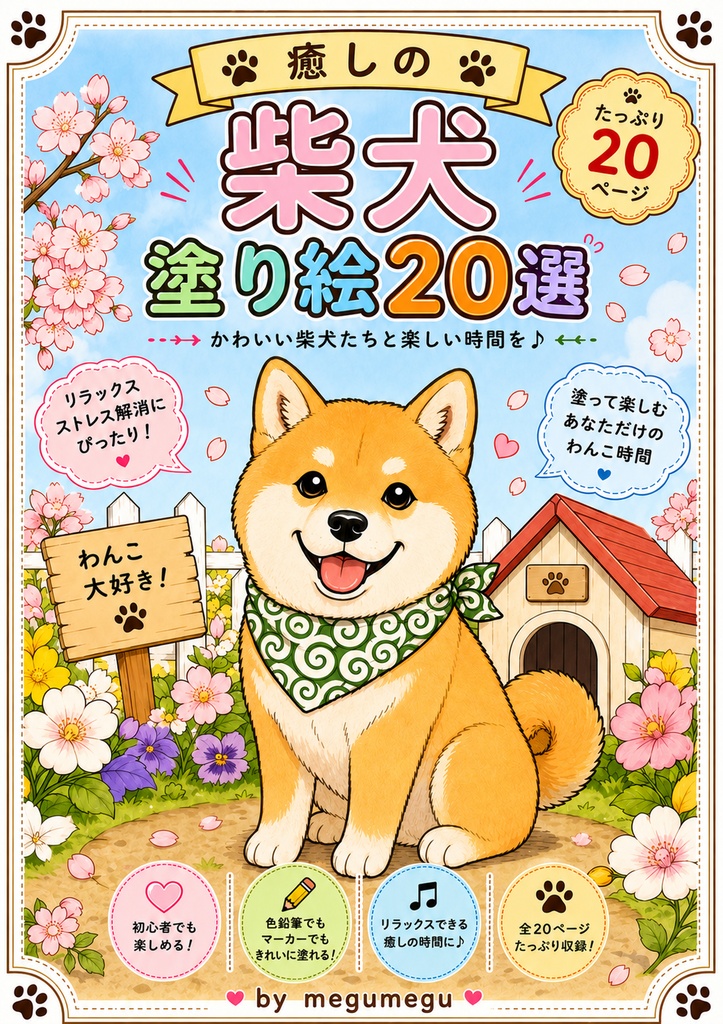 癒しの柴犬塗り絵20選