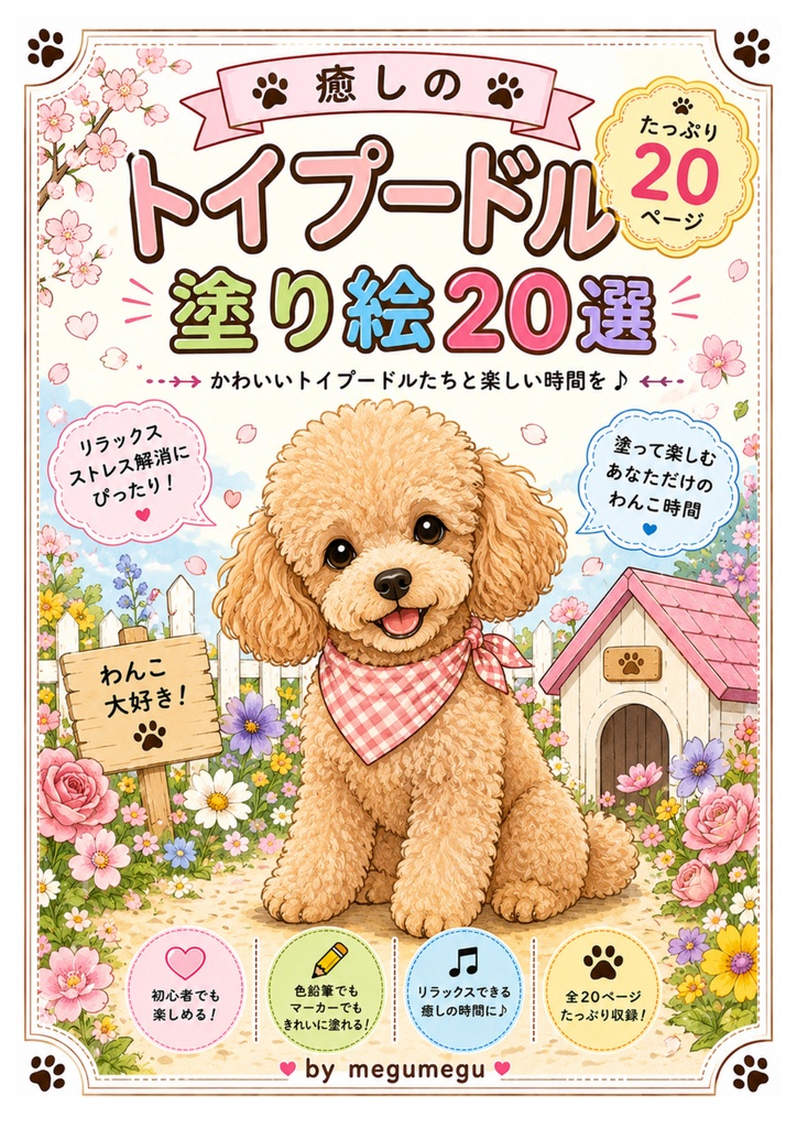 癒しのトイプードル塗り絵20選
