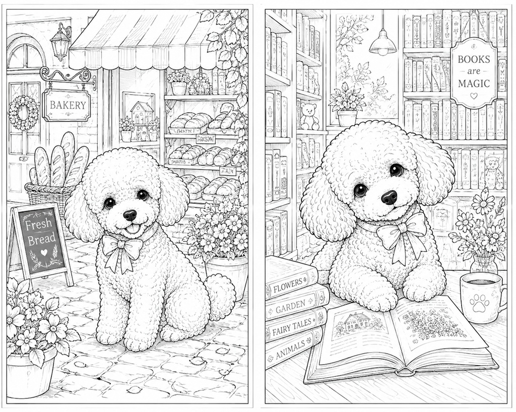 癒しのトイプードル塗り絵20選