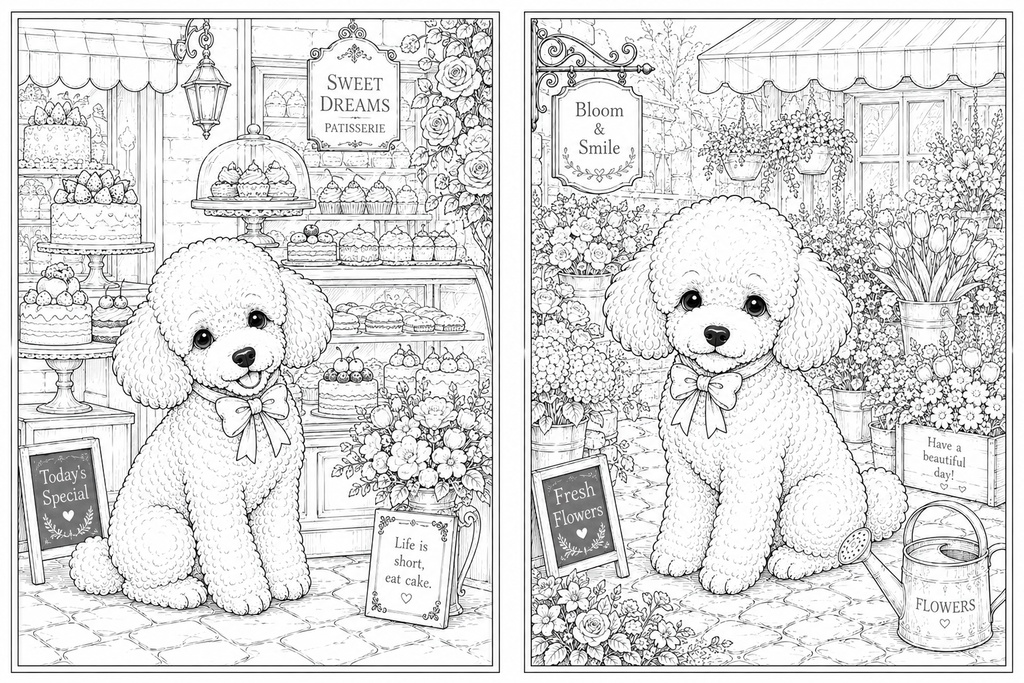 癒しのトイプードル塗り絵20選