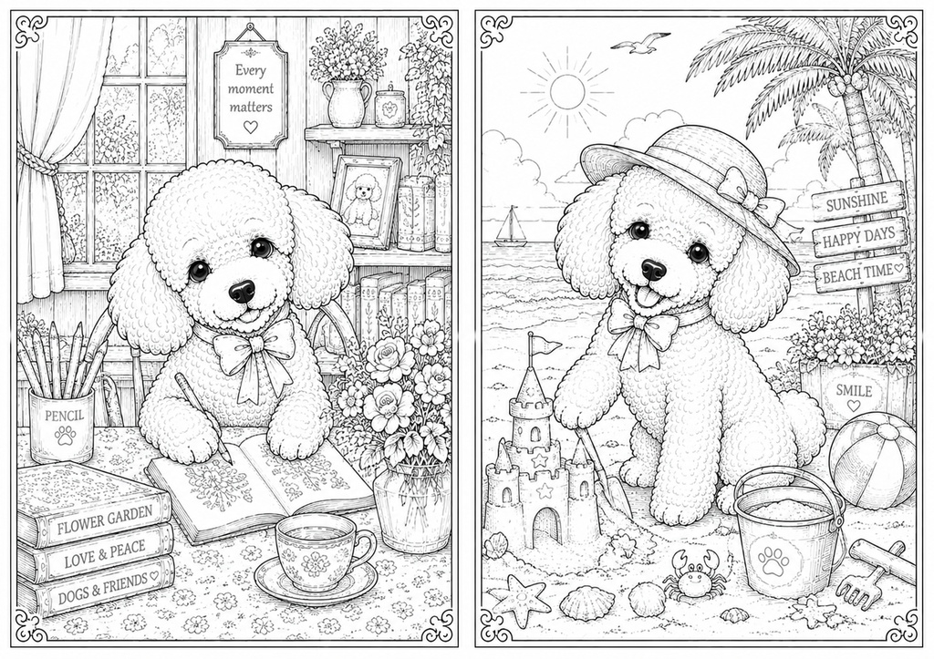 癒しのトイプードル塗り絵20選