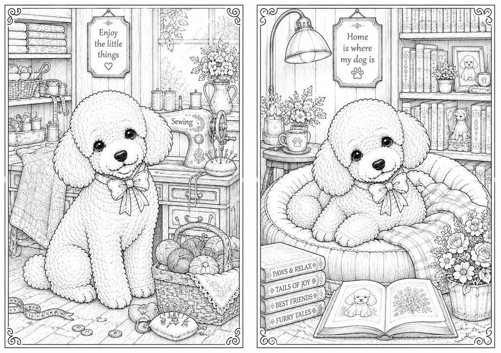 癒しのトイプードル塗り絵20選