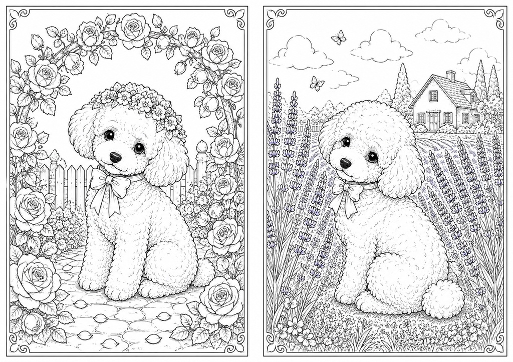 癒しのトイプードル塗り絵20選