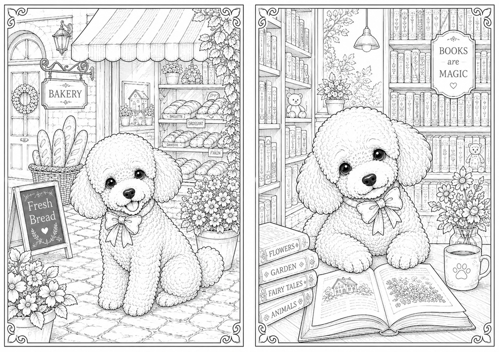 癒しのトイプードル塗り絵20選