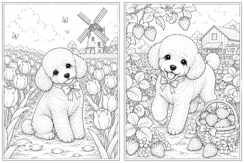 癒しのトイプードル塗り絵20選