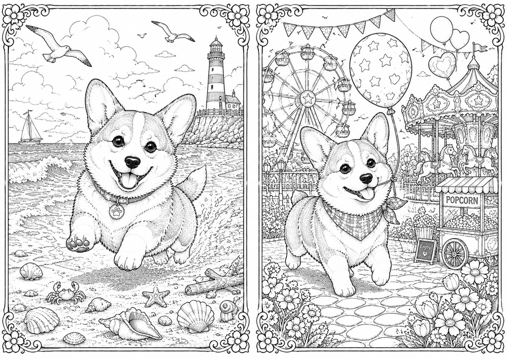 癒しのコーギー塗り絵20選