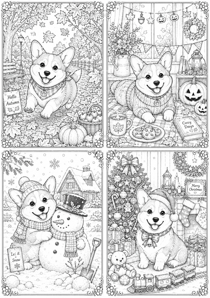 癒しのコーギー塗り絵20選