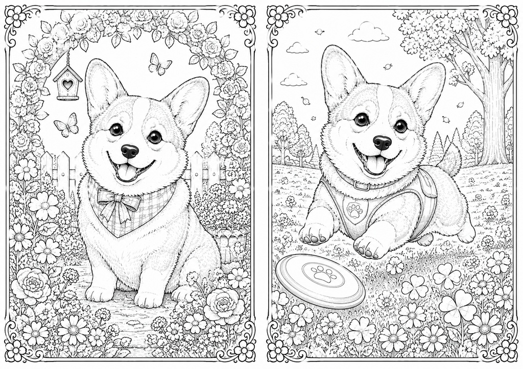 癒しのコーギー塗り絵20選