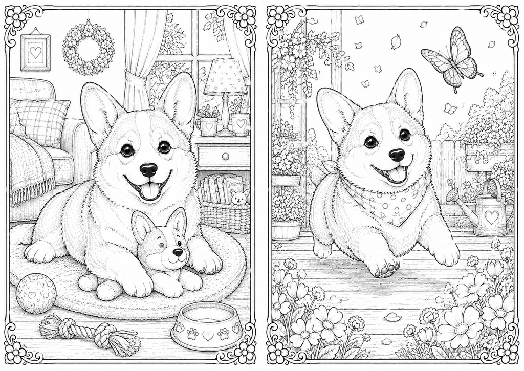 癒しのコーギー塗り絵20選