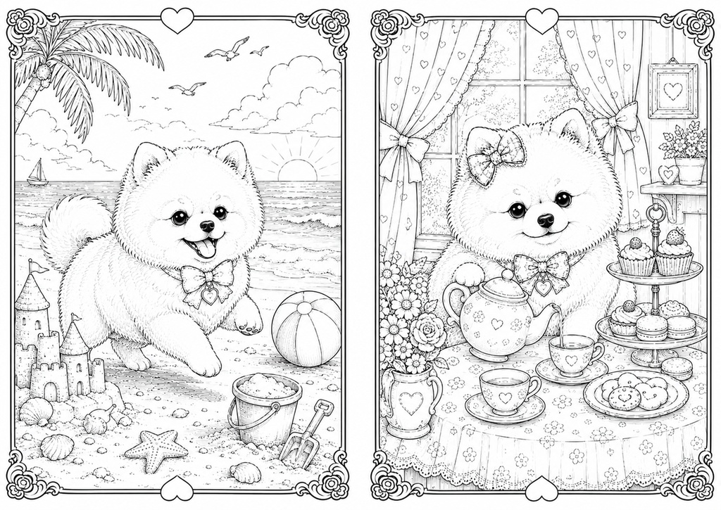 癒しのポメラニアン塗り絵20選