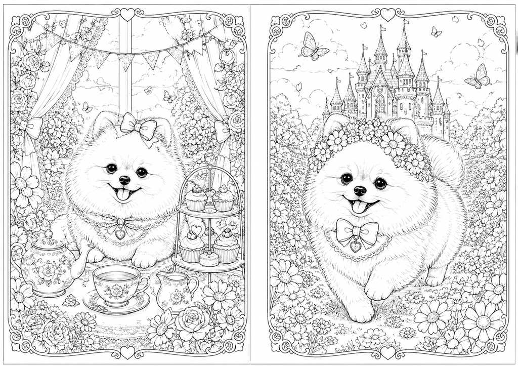 癒しのポメラニアン塗り絵20選