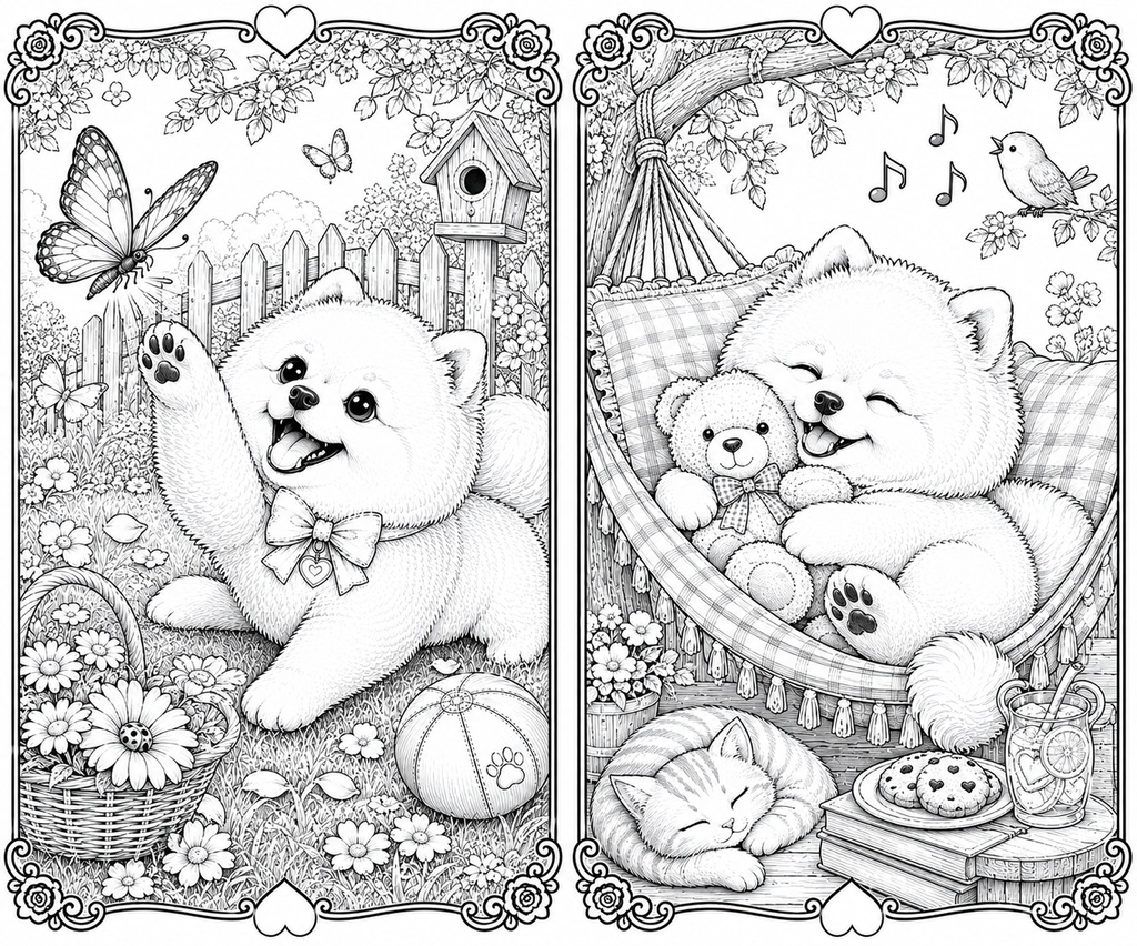 癒しのポメラニアン塗り絵20選