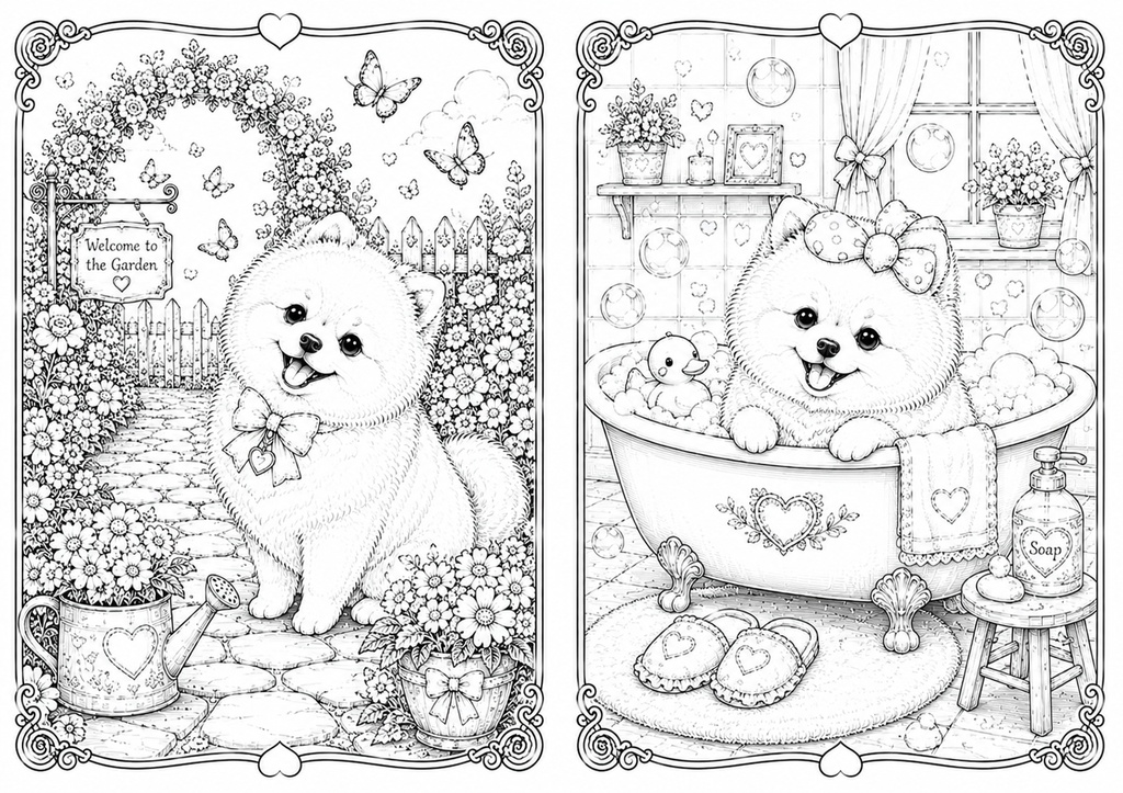 癒しのポメラニアン塗り絵20選