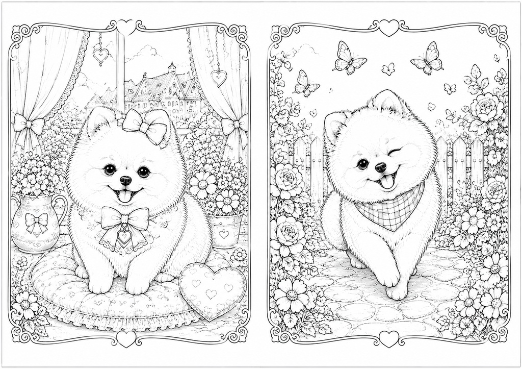 癒しのポメラニアン塗り絵20選