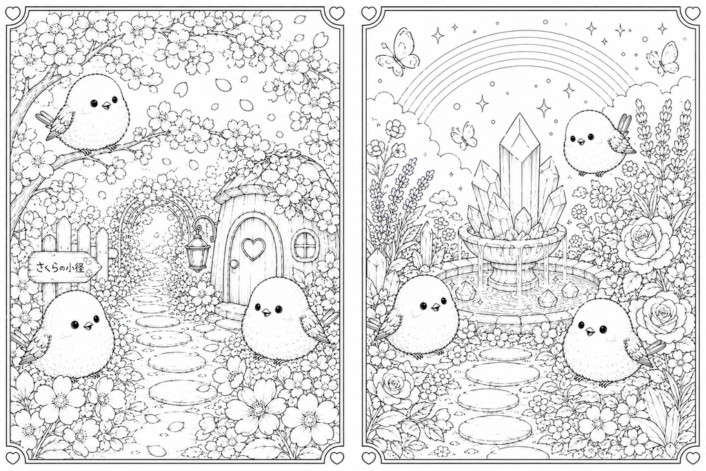 シマエナガのおとぎの森 ~やさしい大人のぬりえ~