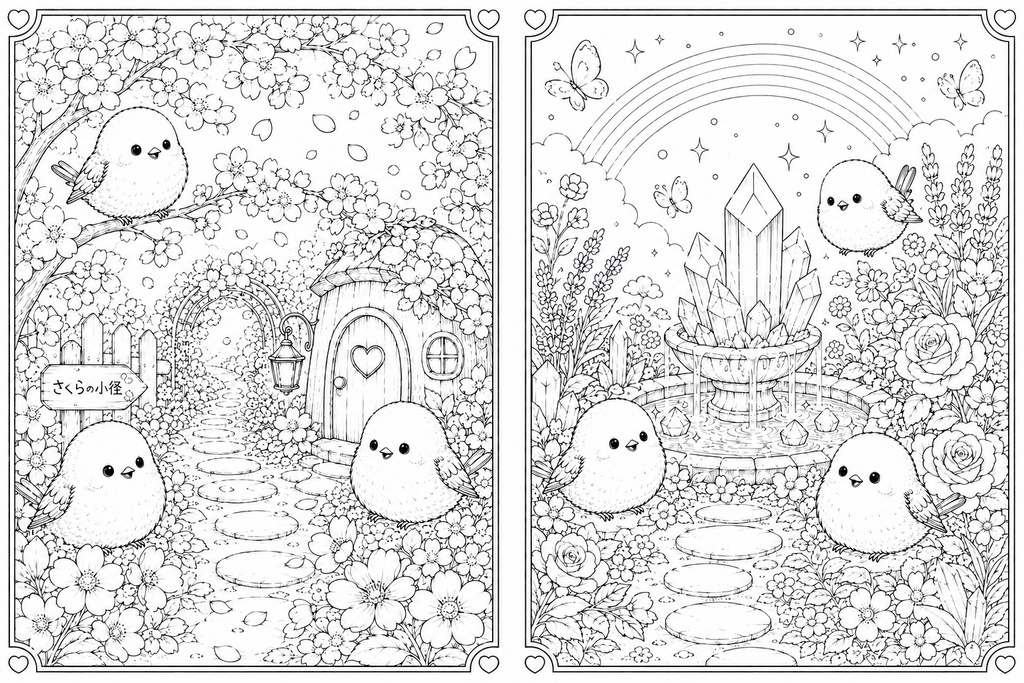 シマエナガのおとぎの森 ~やさしい大人のぬりえ~