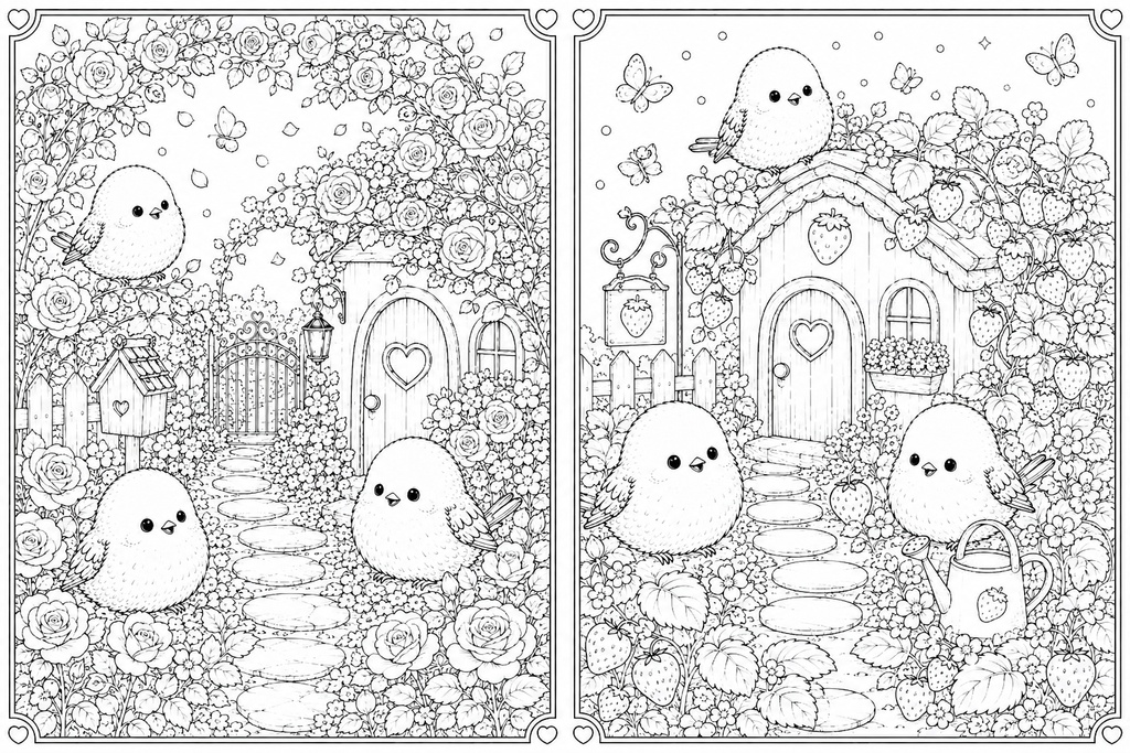 シマエナガのおとぎの森 ~やさしい大人のぬりえ~