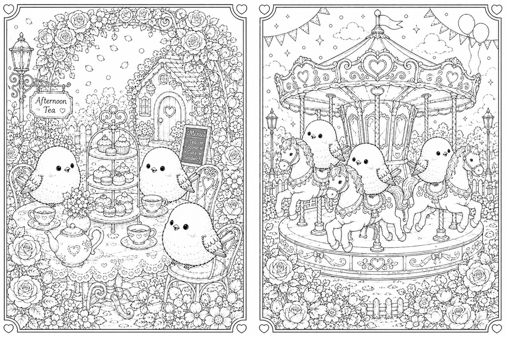 シマエナガのおとぎの森 ~やさしい大人のぬりえ~