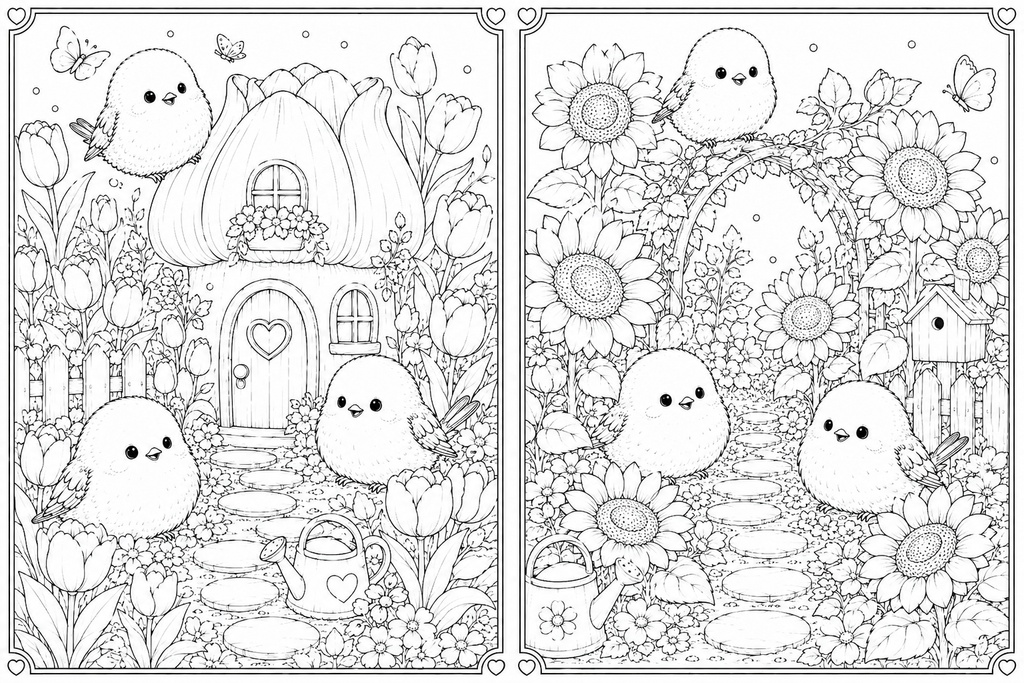 シマエナガのおとぎの森 ~やさしい大人のぬりえ~