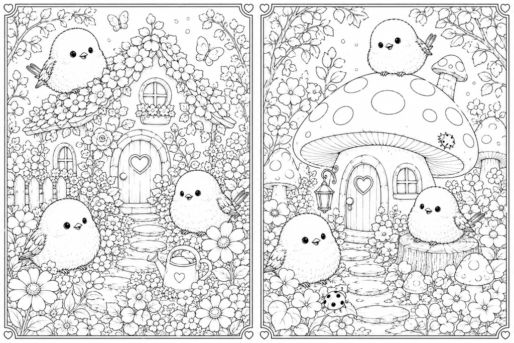 シマエナガのおとぎの森 ~やさしい大人のぬりえ~