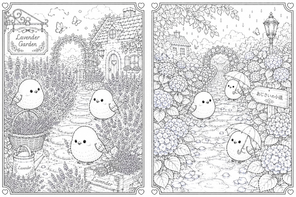 シマエナガのおとぎの森 ~やさしい大人のぬりえ~