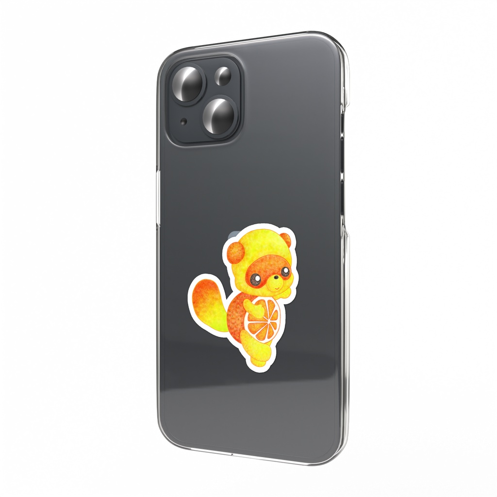 『フルーツアニマル　オレンジタヌキ』　スマホステッカー