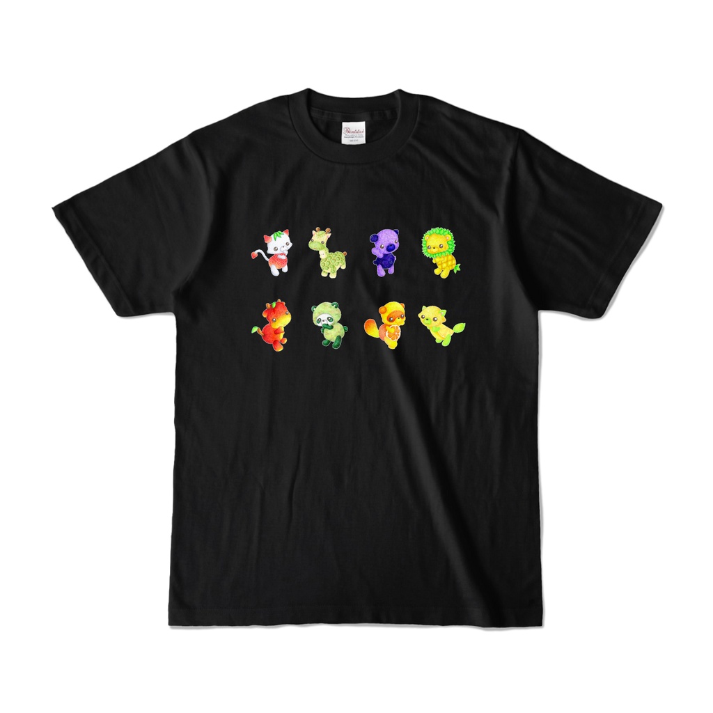 『フルーツアニマル①』 カラーTシャツ(ブラック)