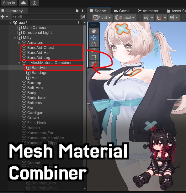 (無料)[VRChatアバターメッシュ・マテリアル簡単統合ツール] MeshMaterialCombiner