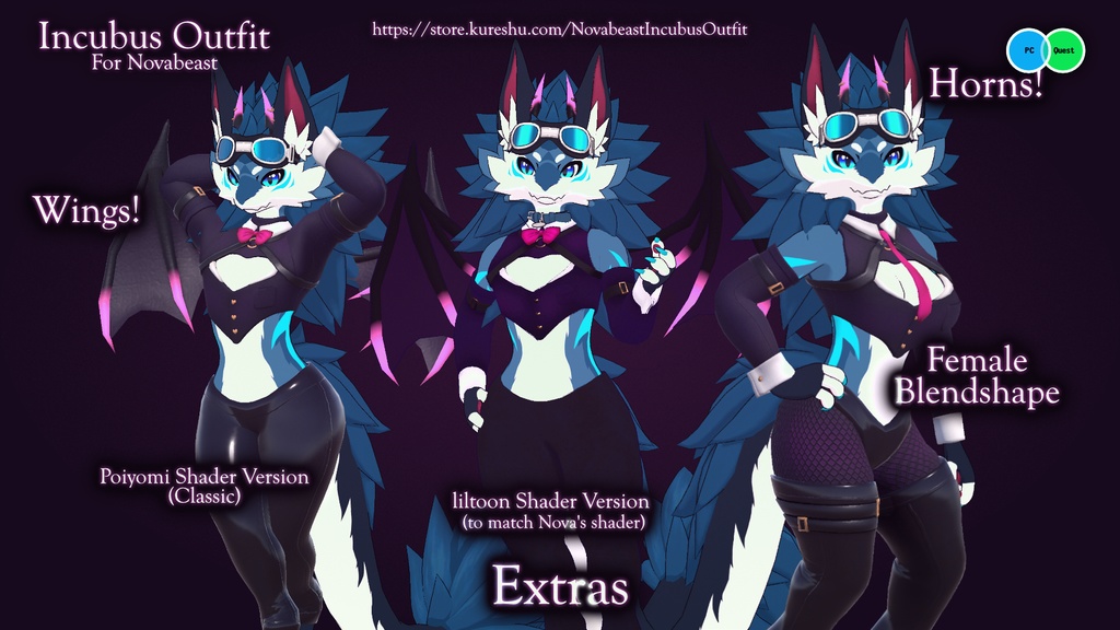 Novabeast Incubus Outfit (VRChat PC and Quest Compatible)