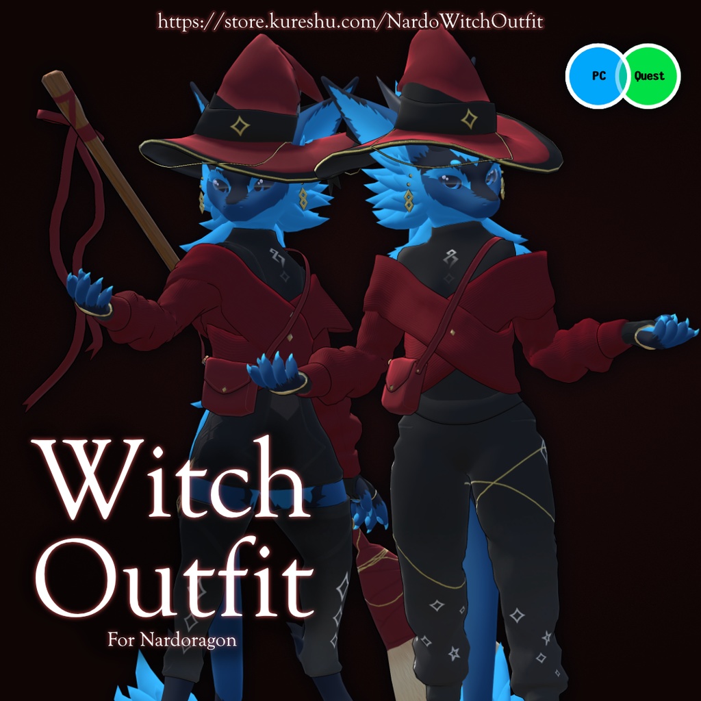 Nardoragon Halloween Witch Outfit (VRChat PC and Quest Compatible)