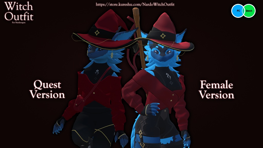 Nardoragon Halloween Witch Outfit (VRChat PC and Quest Compatible)