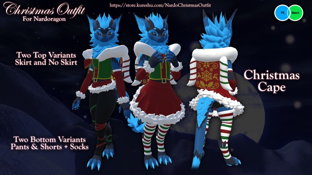 Nardoragon Christmas Outfit (VRChat PC and Quest Compatible)