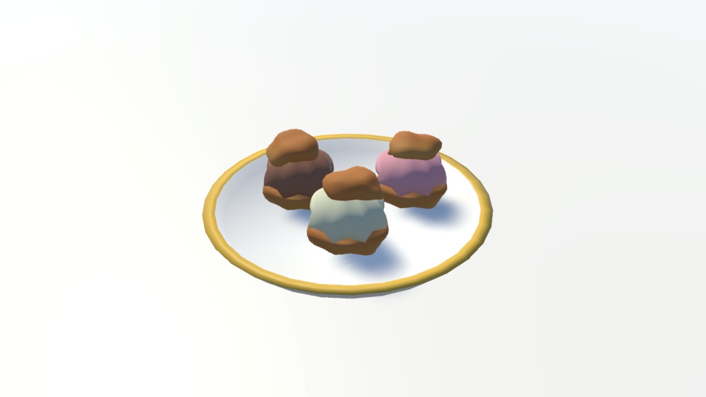 シュークリーム 3種(Cream puff 3D model )
