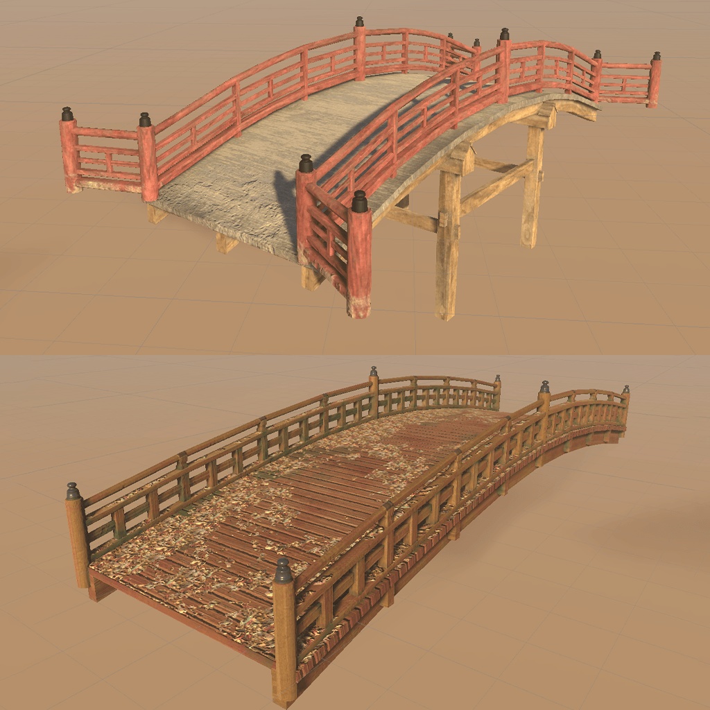 和風の橋の3Dモデル 2種類