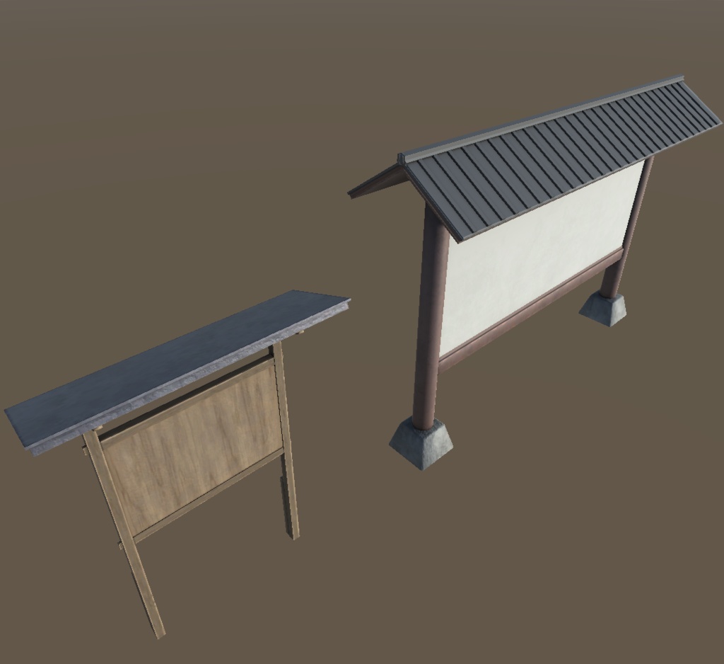 和風の掲示板の3Dモデル(2種)