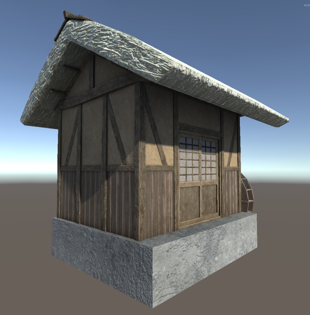 和風の水車小屋の3Dモデル(水車回転対応)