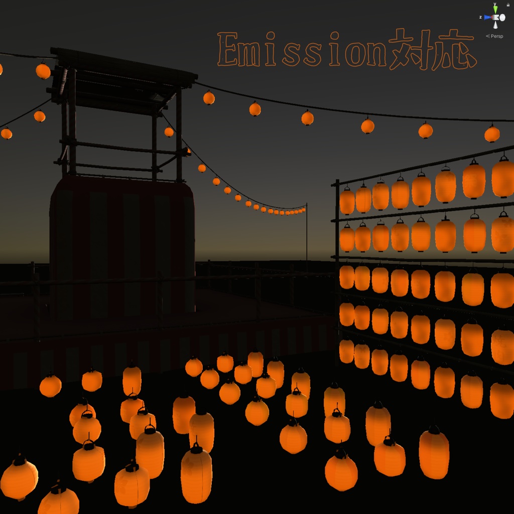 祭りのやぐらと提灯の3Dモデル