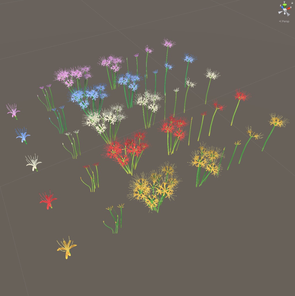 彼岸花の3Dモデル(5色)