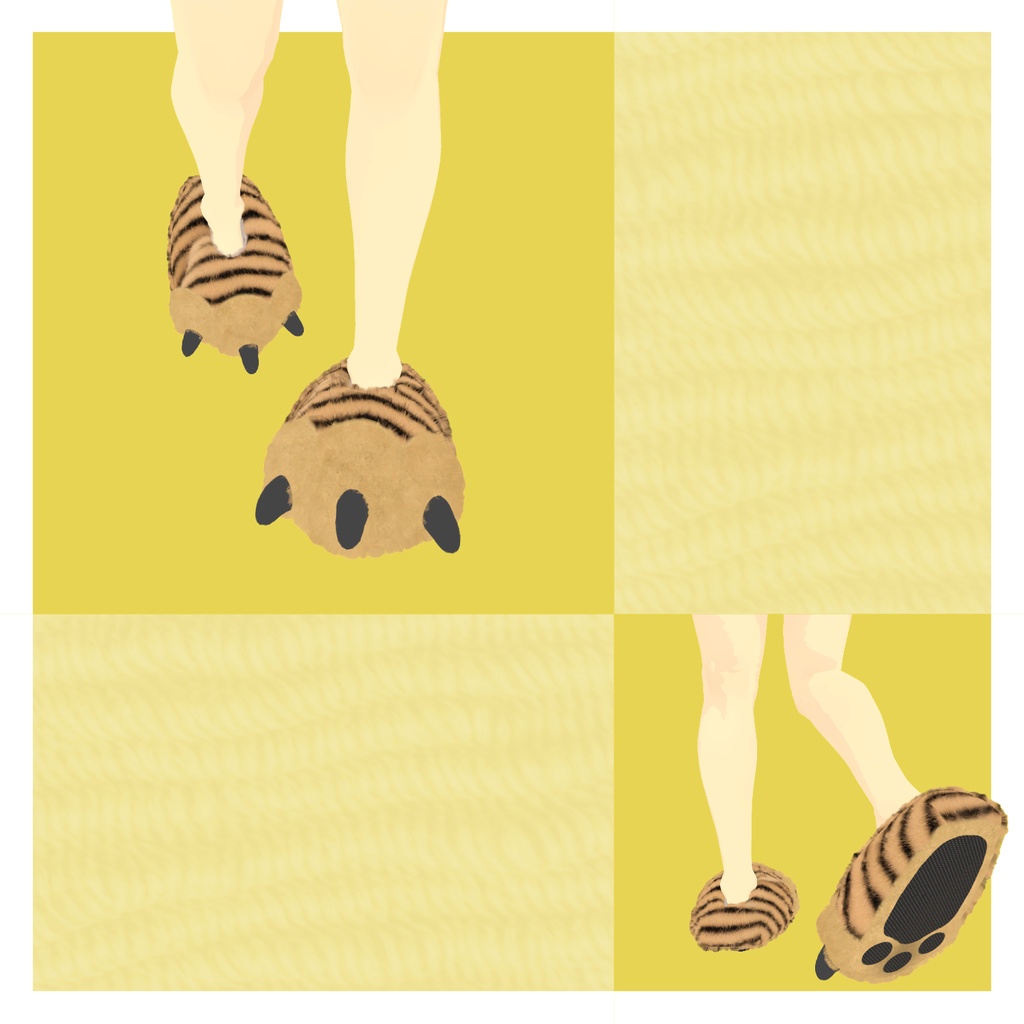 【3Dモデル】ネコ科お手手のスリッパ